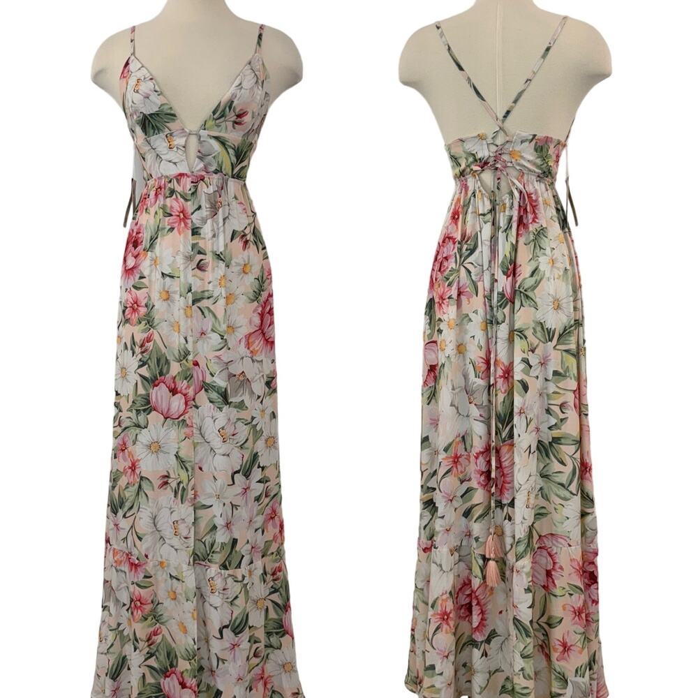 Maaji Spring Garden Eva Long Maxi Dress Floral Botanical Tropical M NWT